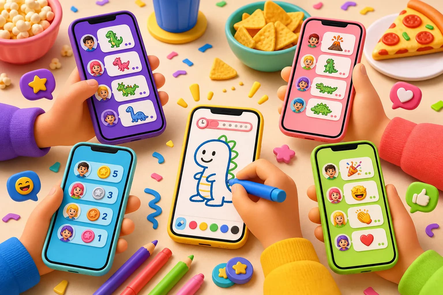 Colorful DoodleMania drawing game artwork
